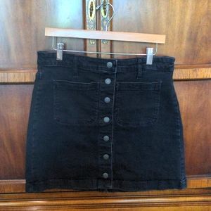 Madewell mini button down skirt black stretch size 30